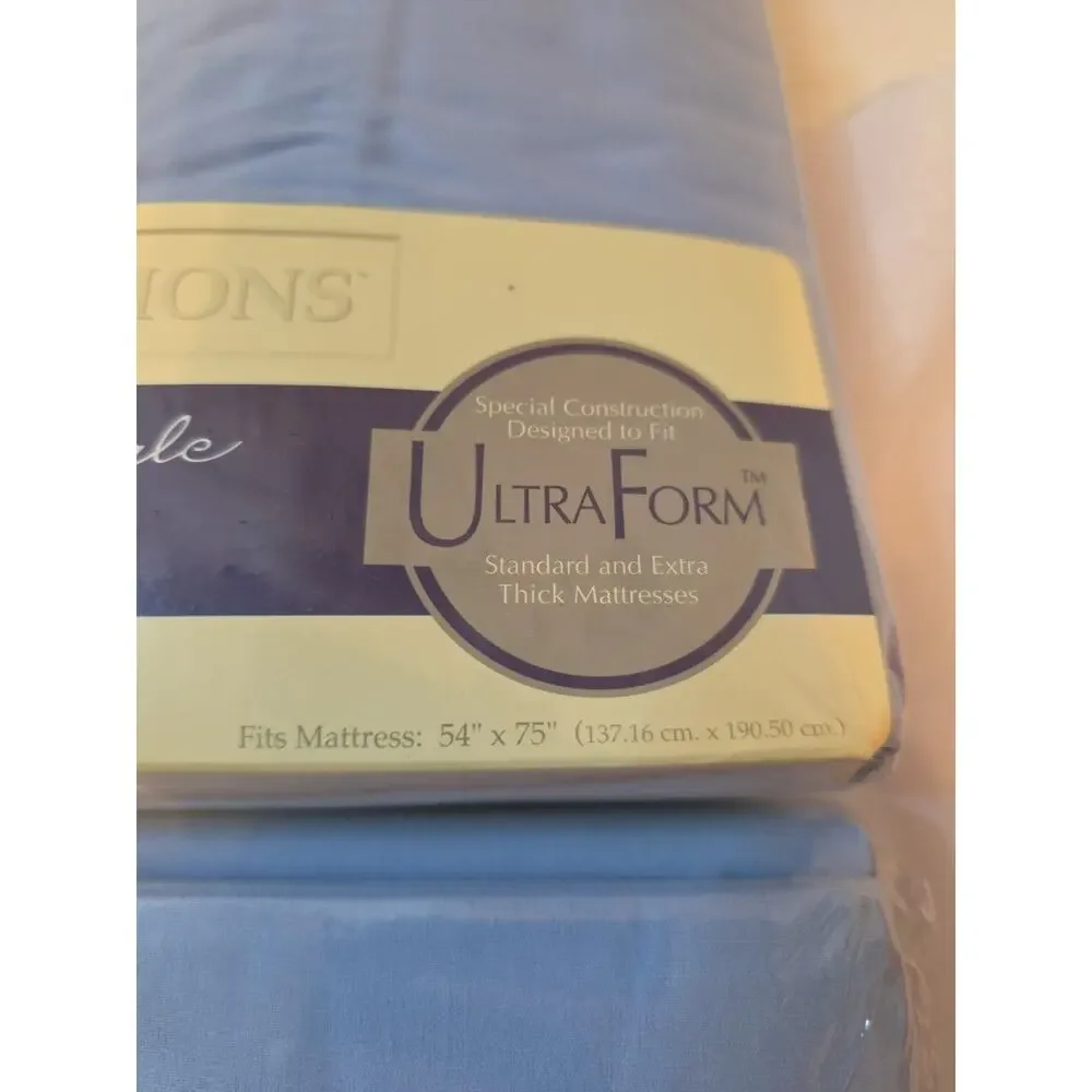 Vintage Color Forum Smooth Touch Percale Full Fitted And Flat Sheets Blue USA